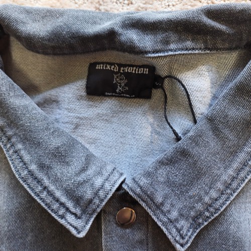 Camicia Denim Mixed Exotion S Manica Corta Strass Paisley Vestita Crop - Foto 7 di 8