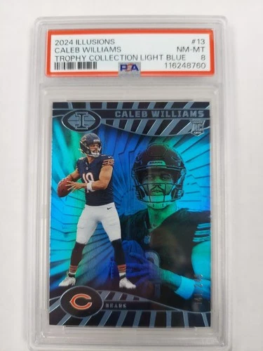 2024 Illusions Caleb Williams PSA 8 Trophy Collection Light Blue /249 Low Pop