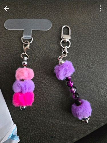 Purple & Pink Beaded Handbag & Phone Charm 2 Piece Set Women’s Bag Accessory