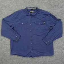Hawx Work Gear Shirt Men 2XL Blue Snap Front Western Workwear Cotton Heavyweight