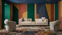 Modernes Beiges Wohnzimmer-Set 4 + 1 + 1-Sitzer-Sofas Sessel PolstermöBel