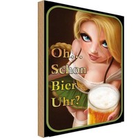 Holzschild 30X20 Cm Pinup Oh Schon Bier Uhr ? Pin Up Deko Geschenk Holz Schild