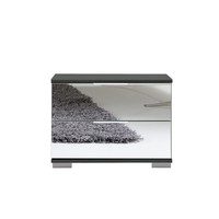 Schlafzimmer Nachttisch Nachtschrank Nachtkonsole Grau Schubladen Spiegel Front