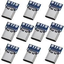 10PCS USB 3.1 Type C Connector 24 Pins Female Plug Socket Black, Grey