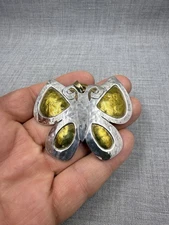 Jeep Collins Hammered Butterfly Brass & Sterling Silver .925 Pendant