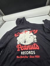 Peanuts Records Hoodie Size M Medium Black Gr...