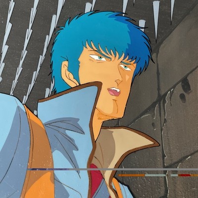 Blue Comet SPT Layzner Animation cel - Eiji Prod background Vintage Anime Art I3