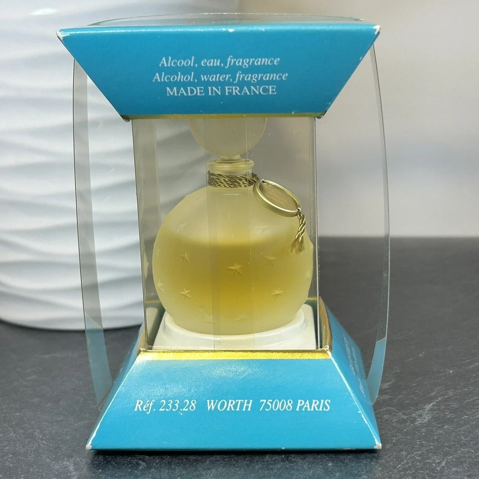 Винтажная туалетная вода WORTH от JE Reviens 1 унция LALIQUE бутылка с матовой звездой ЗАПЕЧАТАННАЯ со шнуром РЕДКАЯ - Изображение 3 из 4