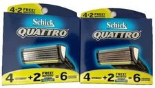 Schick Quattro Men's Razor Blade Refill Cartridges 12 Total Cartridges Rare New