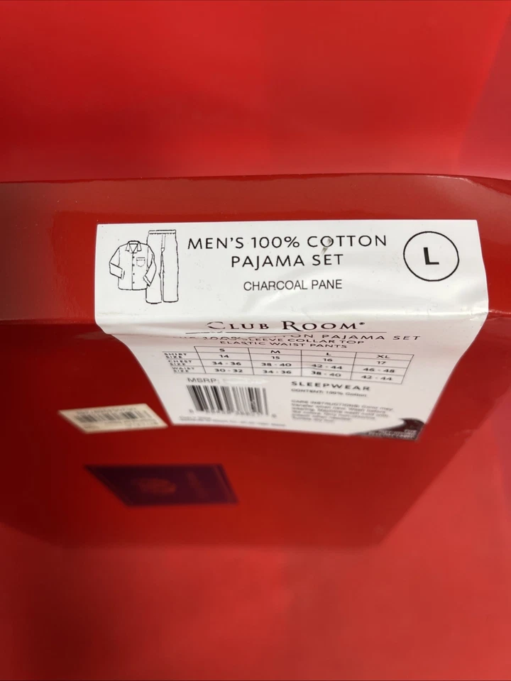 Club Room Men's 100% Cotton Pajama Long-Sleeve Collar Top Elastic Waist Pants - Image 4 of 4