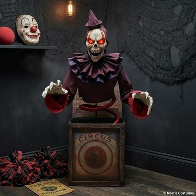 WAIT 4 IT! ! DEMENTED 5' CLOWN N BOX ANIMATED PROP PRESELL B4 PRICE INCREASE !