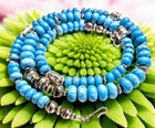 Vintage Sterling Bench Beads Kiva Cylinders Larimar Quartz Necklace 21.5"- 42g  — photo 8