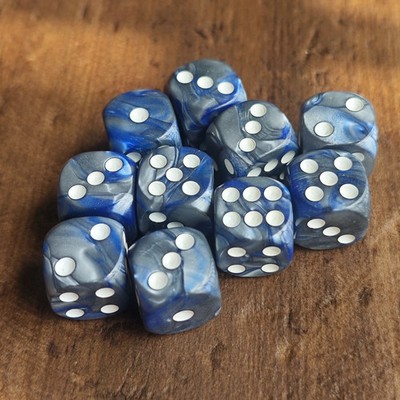 16MM Blue and White Points D6 Dice Set Warhammers 40K Dungeons and Dragons Board
