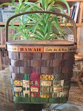 Vintage Caro Nan Handpainted Basket Lidded Hinged Purse Sea Captain Shop