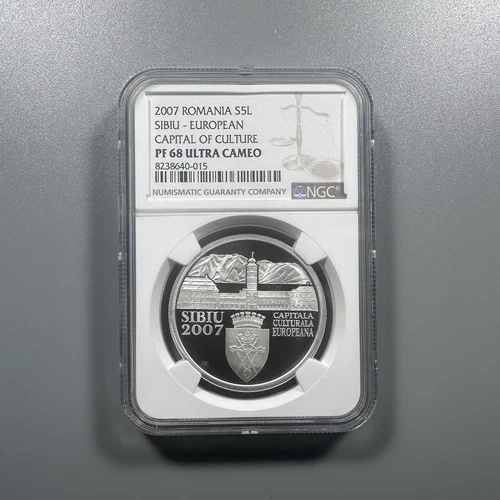 Romania 5 lei 2007  NGC PF68 Sibiu European Capital of Culture