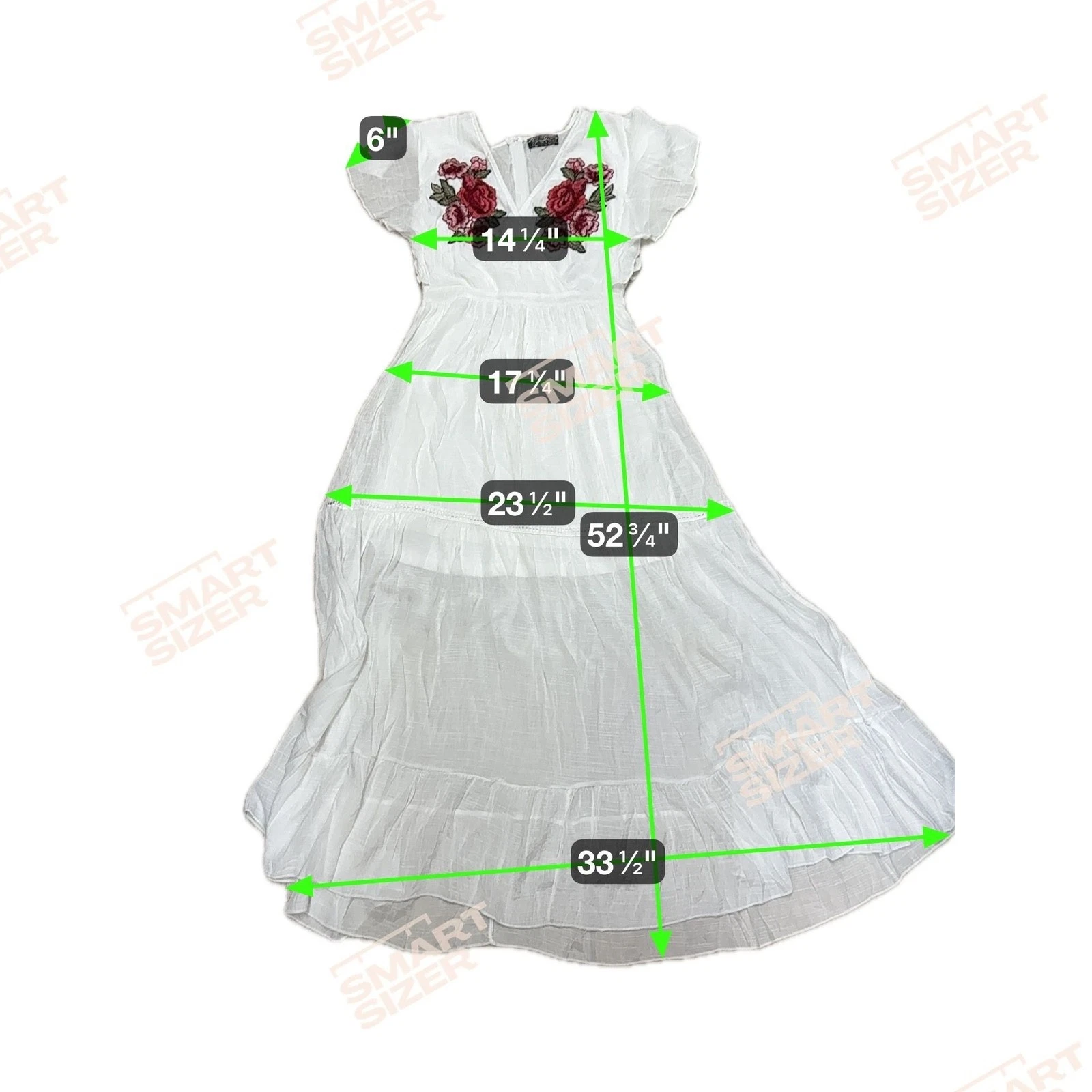VETEMENTS Maxi abito bianco ricamo maniche corte svolazzanti taglia XS cottage core femminile