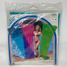 Vintage INTEX The Wet Set 1999 Swim Pool Mat Raft Float 72" x 27" Teal #59702