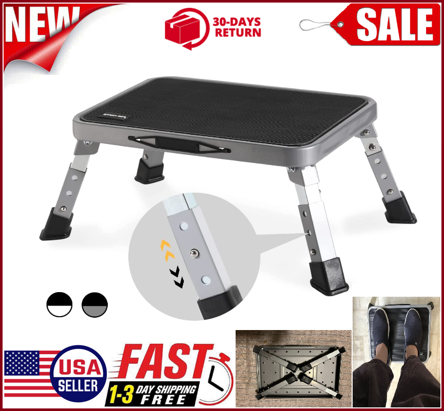 Non-slip Step Stool Dulepax Folding Step Stool - 3 Height Adjustable Rv Steps With Non Slip Surface