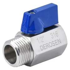 1/2" 316 Stainless Steel PN63 Mini Ball Valve - FxM Female to Male NPT 