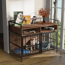 Dog Crate Furniture Side End Table, Modern Kennel, Wooden Heavy-Duty Dog Cage