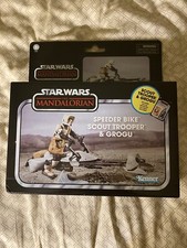 Star Wars The Mandalorian Vintage Speeder Bike Scout Trooper & Grogu Action New