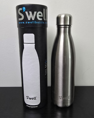 S'Well Shimmer Water Bottle Silver Lining 17 oz/500 ml Cold Hot SWB-SLVR07