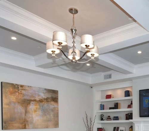 Maxim 12755 Nickel Rondo 31" Chandelier With Crystal Accents & Fabric Shades - Picture 5 of 5