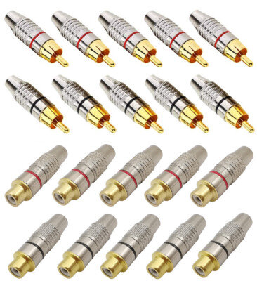   RCA Stecker Buchse Rot Schwarz Audio Hifi vergoldet Cinch Metallgehäuse Chinch