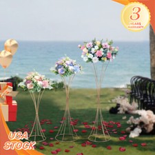 3 pcs Gold Wedding Table Hourglass-shaped Flower Stand For Anniversary Ceremony