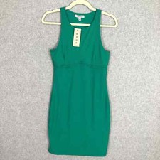 Gaze Dress Womens XS Green Mini Ribbed Bodycon Casual Preppy Tank Stretch Tight