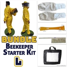 Adult Large Bee Suit Bundle -Gloves, Hive Tool & Brush | Removable Veil | Yellow