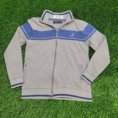 Vintage Y2K Kangol Track Jacket Small 19x24 Gray Blue Cotton Poly