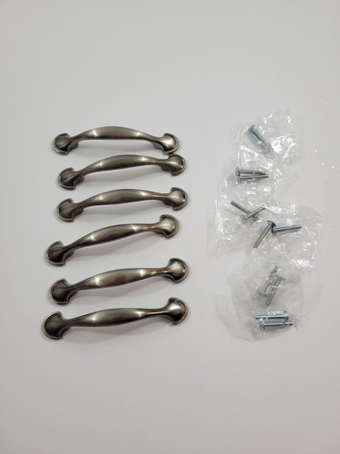 6 Liberty 3" Hole Span Satin Nickel Silver 1/2 Round Drawer Pulls & Screws AS IS - Picture 5 of 15
