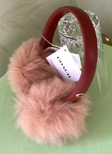 COACH SHEARLING & LEATHER EARMUFFS:NWT  SADDLE 7371