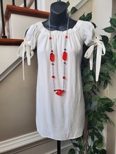Lulus Womens White Solid Rayon Round Neck Short Sleeve Knee Length Dress Size XS