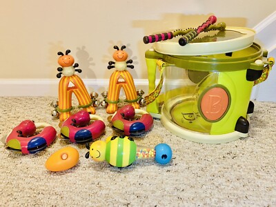 JustB-Byou Toy Drum w Bells, Tambourines, Drumsticks, Shaker, Maraca- 11 PIECES!