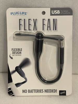Plug Life Flex Fan Plugs into any USB Port on Desk/LapTop Computer Power Brick