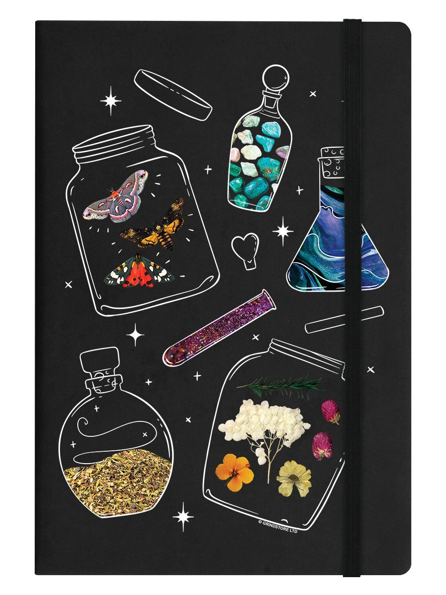 Notebook Nature's Spells & Potions A5 Hard Cover Black 14x31cm
