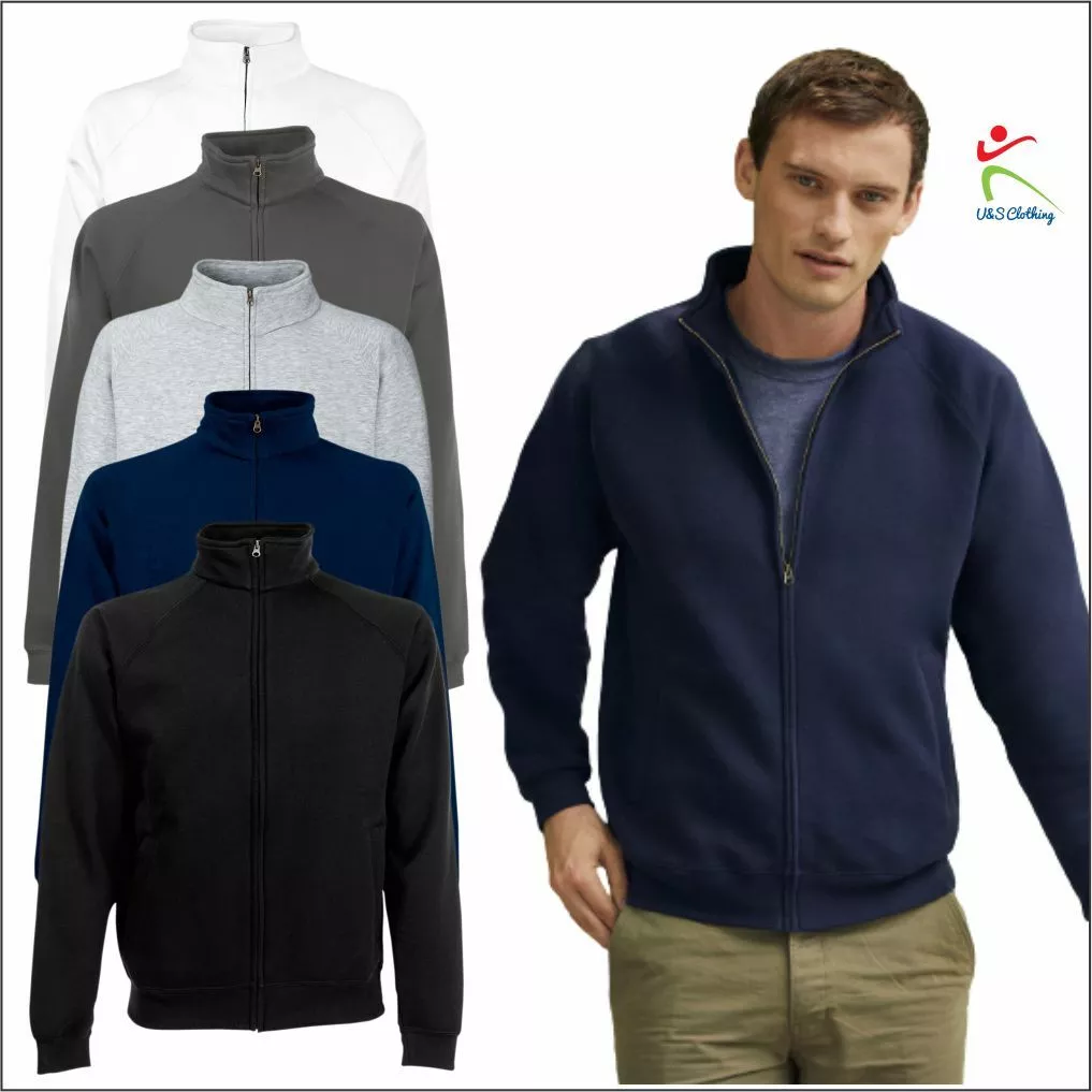 Fruit of the Loom Men\'s Premium Full Zip Up Sweatshirt Jacket Casual  Leisure TOP | eBay