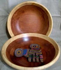 Catskill Two-tone Wooden Serving Bowls (2) With Serving Forks - 12" Diameter 