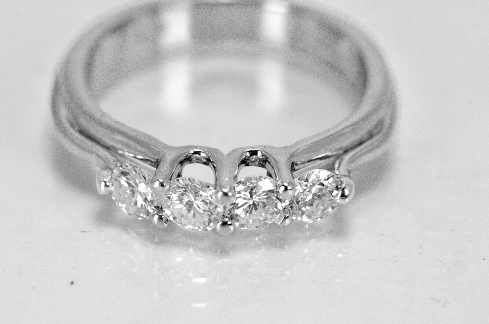 0.55ct Round Cut Diamond Prong Set Wedding Band Ring 14k White Gold  - Image 2 of 4