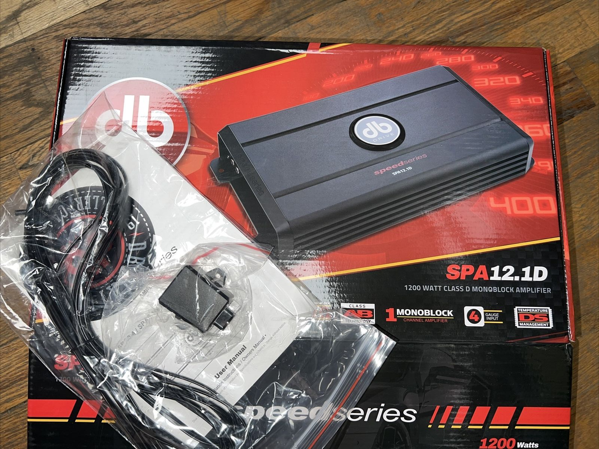 DB Drive 1200 WATT AMPLIFIER SPA12.1D ONE OHM STABLE WITH BASS