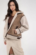 Nwt Moon River Faux Shearling Mustang Jacket Size Xs