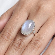 Rainbow Moonstone Ring 925 Sterling Silver Handmade Ring Women Ring Gift For Her