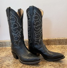 VTG Womens Justin Black Western Cowgirl Boots Size 6.5B Style B7263 EUC