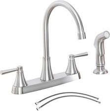 Kitchen Faucet with Sprayer, Brushed Nickel Stainless Steel, 3-Hole RV Utility T
