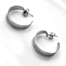 Silver Stud Hoop Earrings