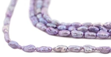 Purple Vintage Japanese Rice Pearl Beads 3mm Oval 16 Inch Strand