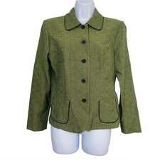 Vintage Sag Harbor Womens Jacket Size 8 Green Blazer Career Work Shoulder Pads