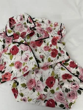 Kate Spade Women's Sz M Dream A Little Dream Rose Short Sleeve Woven Pajama Set